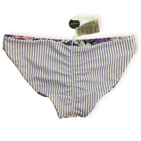Cyn&Luca Boutique Purple Stripes/Floral Medium Coverage Bikini Swim Bottoms NWT - Picture 4 of 9